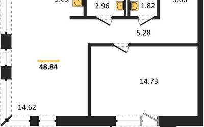Планировка однокомнатной(квартира) площадью 48.84 квадратных метров в ЖК “ЖК Егорово Парк”