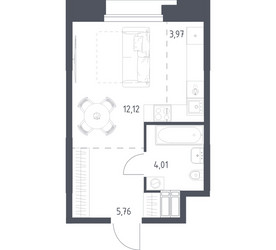 Планировка студии(апартаменты) площадью 25.86 квадратных метров в ЖК “ЖК Апарт-отель Тропарево парк”