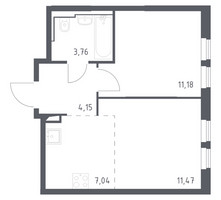 Планировка однокомнатной(квартира) площадью 37.8 квадратных метров в “ЖК Остафьево”