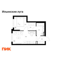 Планировка однокомнатной(квартира) площадью 31.8 квадратных метров в “ЖК Ильинские луга”