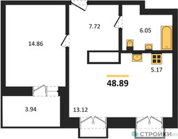 Планировка однокомнатной(квартира) площадью 48.89 квадратных метров в “ЖК ВОСТОК II”