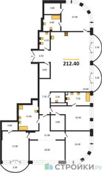 Планировка 4+ комнатной(квартира) площадью 212.4 квадратных метров в ЖК “ЖК Большая Татарская 35”