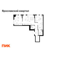 Планировка двухкомнатной(квартира) площадью 66.3 квадратных метров в “Ярославский квартал”