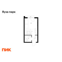 Планировка студии(квартира) площадью 20.2 квадратных метров в “ЖК Яуза Парк (Мытищи)”