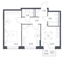 Планировка двухкомнатной(квартира) площадью 51.8 квадратных метров в “ЖК Богдановский Лес”