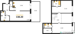 Планировка трехкомнатной(квартира) площадью 138.2 квадратных метров в “ЖК Первый квартал”