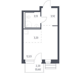 Планировка студии(квартира) площадью 22.9 квадратных метров в ЖК “ЖК Рублевский Квартал”