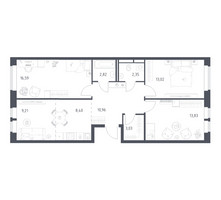 Планировка трехкомнатной(квартира) площадью 80.21 квадратных метров в “ЖК Большое Путилково”