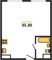 Планировка двухкомнатной(квартира) площадью 35.3 квадратных метров в “ЖК Каштановая роща”