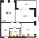 Планировка двухкомнатной(квартира) площадью 52.2 квадратных метров в “ЖК Бунинские кварталы”