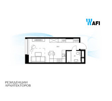 Планировка студии(апартаменты) площадью 29.6 квадратных метров в “ЖК Резиденции Архитекторов”