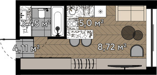 Планировка студии(квартира) площадью 21.3 квадратных метров в “ЖК Квартал Серебряный бор”