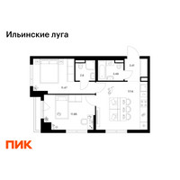 Планировка двухкомнатной(квартира) площадью 49.99 квадратных метров в “ЖК Ильинские луга”