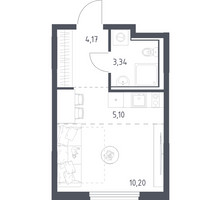 Планировка студии(квартира) площадью 22.81 квадратных метров в “ЖК Пригород Лесное”