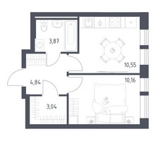 Планировка однокомнатной(квартира) площадью 32.46 квадратных метров в “ЖК Квартал Авиаторов”