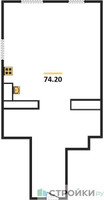 Планировка однокомнатной(квартира) площадью 74.2 квадратных метров в “ЖК Лайм”