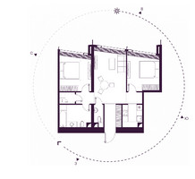 Планировка двухкомнатной(квартира) площадью 73.7 квадратных метров в “ЖК Дом Дау”