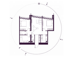 Планировка двухкомнатной(квартира) площадью 73.7 квадратных метров в ЖК “ЖК Дом Дау”