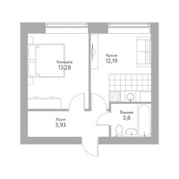 Планировка однокомнатной(квартира) площадью 35.1 квадратных метров в “Дом+ (Дом Плюс)”