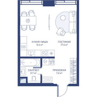 Планировка студии(квартира) площадью 33.7 квадратных метров в “ЖК Свет”
