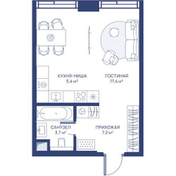 Планировка студии(квартира) площадью 33.7 квадратных метров в ЖК “ЖК Свет”