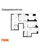 Планировка трехкомнатной(квартира) площадью 80.6 квадратных метров в “ЖК Середневский лес”