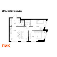 Планировка двухкомнатной(квартира) площадью 55.66 квадратных метров в “ЖК Ильинские луга”