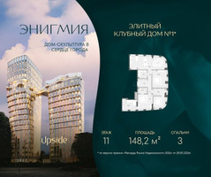 Планировка трехкомнатной(квартира) площадью 148.2 квадратных метров в “Клубный дом Энигмия”