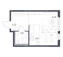 Планировка студии(квартира) площадью 27.57 квадратных метров в “ЖК Остафьево”