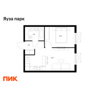 Планировка однокомнатной(квартира) площадью 35.6 квадратных метров в “ЖК Яуза Парк (Мытищи)”