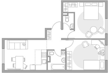 Планировка трехкомнатной(квартира) площадью 57.83 квадратных метров в ЖК “ЖК Аникеевский”