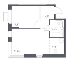 Планировка однокомнатной(квартира) площадью 40.1 квадратных метров в “ЖК Новое Видное”