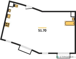 Планировка однокомнатной(квартира) площадью 51.7 квадратных метров в “ЖК Римский”