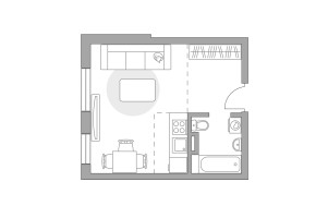 Планировка студии(квартира) площадью 27.27 квадратных метров в “ЖК Аникеевский”