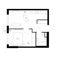 Планировка однокомнатной(квартира) площадью 34.7 квадратных метров в “Квартал Мит”