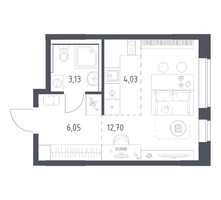 Планировка студии(квартира) площадью 25.91 квадратных метров в “ЖК Пригород Лесное”