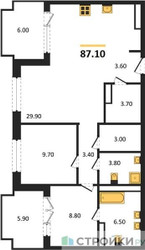 Планировка двухкомнатной(квартира) площадью 87.1 квадратных метров в ЖК “ЖК МОНС”