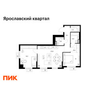 Планировка двухкомнатной(квартира) площадью 62.8 квадратных метров в “Ярославский квартал”