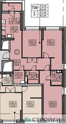 Планировка трехкомнатной(квартира) площадью 87.5 квадратных метров в “ЖК Sky Garden (Скай Гарден)”