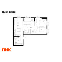 Планировка трехкомнатной(квартира) площадью 81.5 квадратных метров в “ЖК Яуза Парк (Мытищи)”