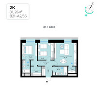 Планировка двухкомнатной(квартира) площадью 81.26 квадратных метров в “СберСити в Рублево-Архангельском”