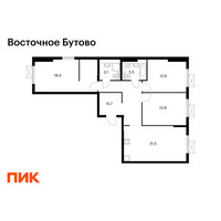 Планировка трехкомнатной(квартира) площадью 89.6 квадратных метров в “ЖК Восточное Бутово”