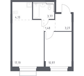 Планировка однокомнатной(квартира) площадью 40.81 квадратных метров в ЖК “ЖК Новое Внуково”