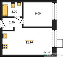 Планировка однокомнатной(квартира) площадью 32.7 квадратных метров в “ЖК Никольский квартал Отрада”