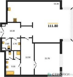 Планировка однокомнатной(квартира) площадью 111.8 квадратных метров в ЖК “ЖК Nicole (Николь)”