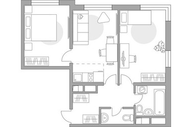 Планировка трехкомнатной(квартира) площадью 49.01 квадратных метров в ЖК “ЖК Аникеевский”