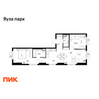 Планировка двухкомнатной(квартира) площадью 63.8 квадратных метров в “ЖК Яуза Парк (Мытищи)”