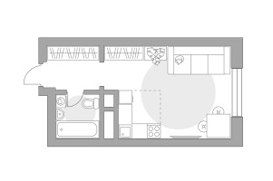 Планировка студии(квартира) площадью 24.35 квадратных метров в “ЖК Ильинойс”