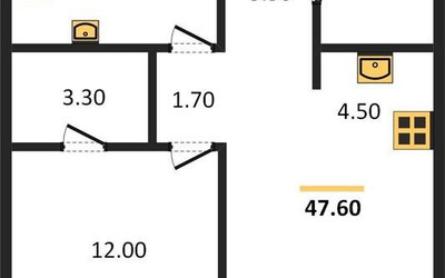 Планировка однокомнатной(квартира) площадью 47.2 квадратных метров в ЖК “ЖК SHIFT (Шифт)”