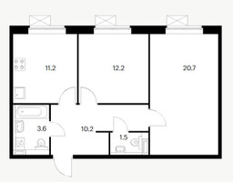 Планировка двухкомнатной(квартира) площадью 59.4 квадратных метров в “ЖК Белая Дача парк”